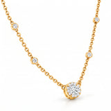 18KT Gold Vermeil Floral Cluster Solitaire Pendant Necklace