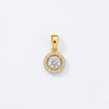 18KT Gold Vermeil Gold Round Halo Solitaire Pendant