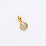 18KT Gold Vermeil Gold Round Halo Solitaire Pendant