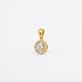 18KT Gold Vermeil Gold Round Halo Solitaire Pendant