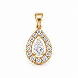 18K Gold Vermeil Gold-Plated Silver Pear-Cut Halo Diamond Pendant