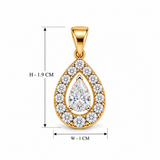 18K Gold Vermeil Gold-Plated Silver Pear-Cut Halo Diamond Pendant