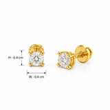 18KT Gold Vermeil Round-Cut Solitaire Stud Earrings