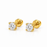 18KT Gold Vermeil Round-Cut Solitaire Stud Earrings