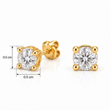 18K Gold Vermeil Classic Round Solitaire Stud Earrings – Gold & Silver Tone