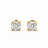 18K Gold Vermeil Classic Round Solitaire Stud Earrings – Gold & Silver Tone