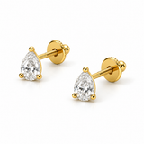 18KT Gold Vermeil Gold-Plated Pear-Cut Crystal Silver Stud Earrings