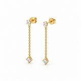 18KT Gold Vermeil Diamond Station Drop Stud Earrings