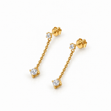 18KT Gold Vermeil Diamond Station Drop Stud Earrings