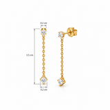 18KT Gold Vermeil Diamond Station Drop Stud Earrings