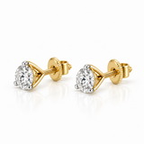14K Gold Round Brilliant Cut Diamond Stud Earrings