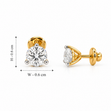 14K Gold Round Brilliant Cut Diamond Stud Earrings