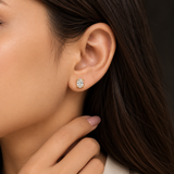 18K Gold Vermeil Oval Solitaire Stud Earrings