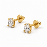 18K Gold Vermeil Oval Solitaire Stud Earrings