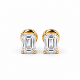 18KT Gold Vermeil Emerald-Cut Solitaire Stud Earrings for Women