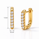 18KT Gold Vermeil Gold-Tone Diamond Line Hoop Earrings in Silver