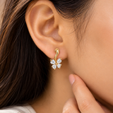 18K Gold Vermeil Floral Lab-Grown Diamond Earrings