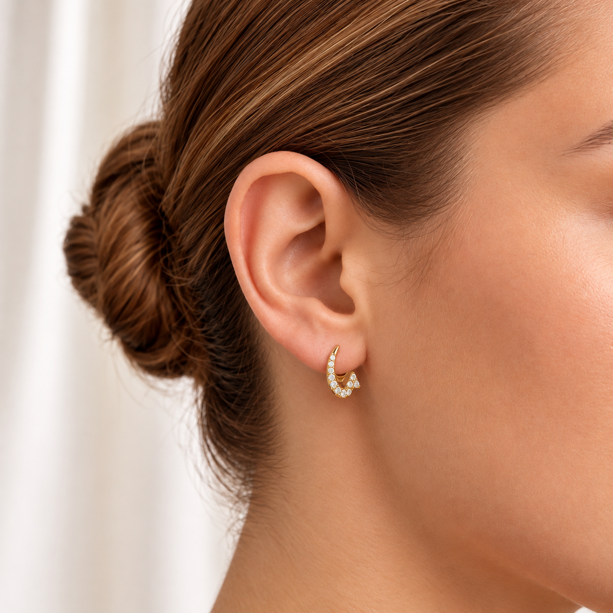 18K Gold Vermeil  Luna Curve Lab-Grown Diamond Stud Earrings