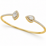 Marquise Diamond Open Cuff Bracelet in Gold Vermeil 925 Silver
