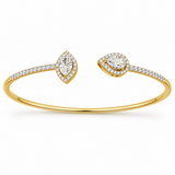 Marquise Diamond Open Cuff Bracelet in Gold Vermeil 925 Silver