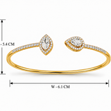 Marquise Diamond Open Cuff Bracelet in Gold Vermeil 925 Silver