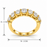 Gold Diamond Band Ring with Round and Marquise-Cut Diamonds