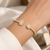 18KT Gold Vermeil Pear-Cut Halo Open Cuff Bracelet