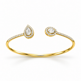 18KT Gold Vermeil Pear-Cut Halo Open Cuff Bracelet