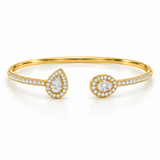 18KT Gold Vermeil Pear-Cut Halo Open Cuff Bracelet