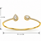 18KT Gold Vermeil Pear-Cut Halo Open Cuff Bracelet