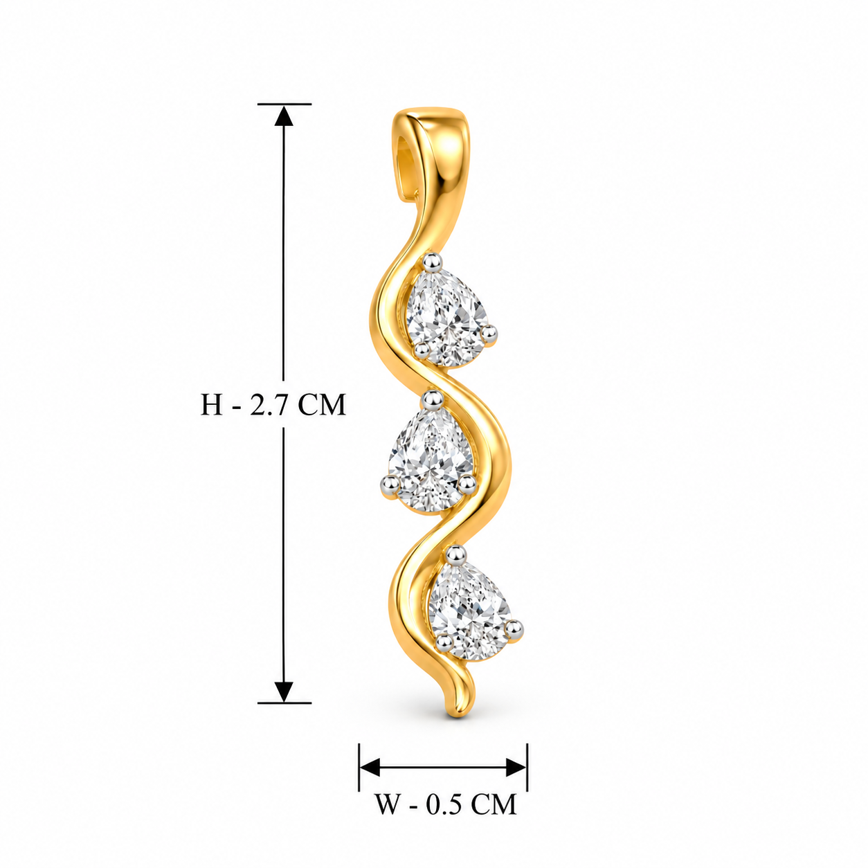 18K Gold Vermeil Triple Pear-Cut Lab-Grown Diamond Pendant