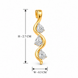 18K Gold Vermeil Triple Pear-Cut Lab-Grown Diamond Pendant