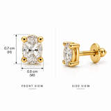 18K Gold Vermeil Oval Solitaire Stud Earrings