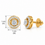 18K Gold Vermeil Round Halo Lab-Grown Diamond Stud Earrings
