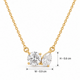 18KT Gold Vermeil Gold Two-Stone Solitaire Pendant Necklace