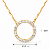 18KT Gold Vermeil Diamond Halo Circle Pendant Necklace