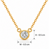 18KT Gold Vermeil Solitaire Bezel Pendant Necklace