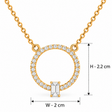18KT Gold Vermeil Circle Halo Pendant Necklace with Emerald-Cut Stone