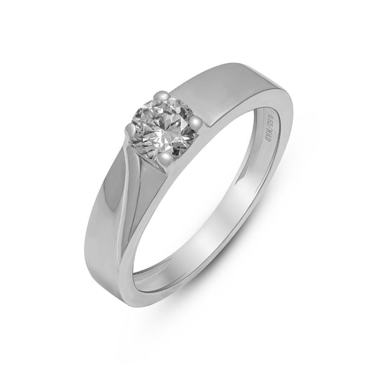 Lab Grown Diamond 0.35 CT IGI Certified Men’s Ring in 925 Silver with Palladium (Silvadium), 2.5gms| Modern Minimalist Wedding Band, Hallmarked & Gift-Ready