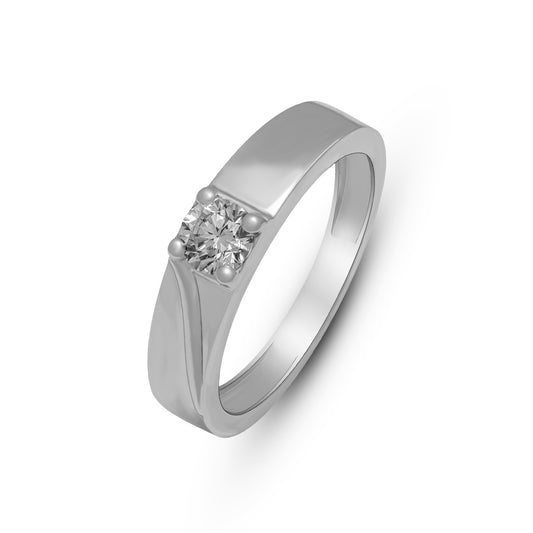 Lab Grown Diamond 0.52 CT IGI Certified Men’s Ring in 925 Silver with Palladium (Silvadium) – Modern Minimalist Wedding Band, Hallmarked & Gift-Ready
