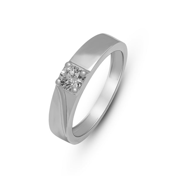 Lab Grown Diamond 0.52 CT IGI Certified Men’s Ring in 925 Silver with Palladium (Silvadium) – Modern Minimalist Wedding Band, Hallmarked & Gift-Ready