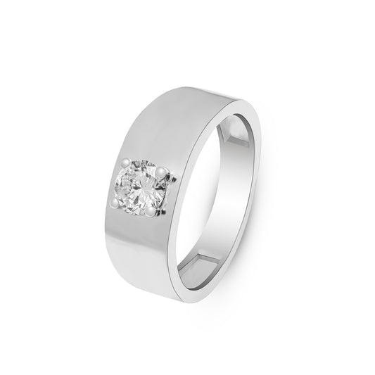 Lab Grown Diamond Men’s Ring 0.39 CT, 2.77g in 925 Silver with Palladium – IGI Certified, BIS Hallmarked, Durable Everyday & Occasion Wear by New Age Diamonds