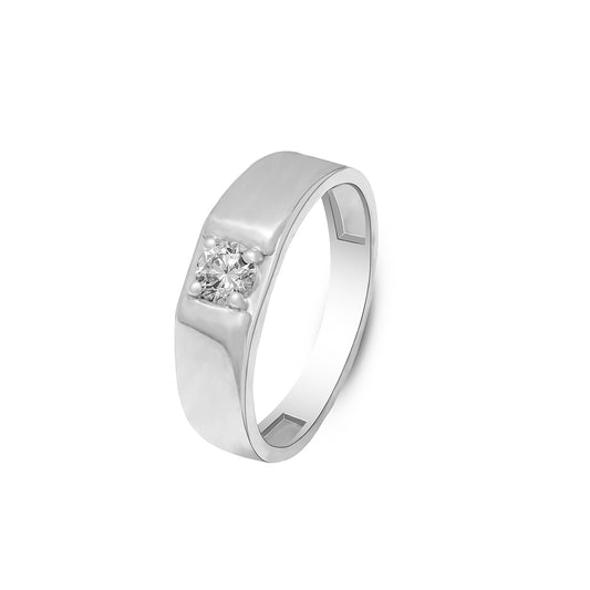 Men’s Lab Grown Diamond Ring 0.34 CT, 4.24 gm in 925 Silver with Palladium – IGI Certified, BIS Hallmarked, Durable Everyday & Occasion Wear by New Age Diamonds
