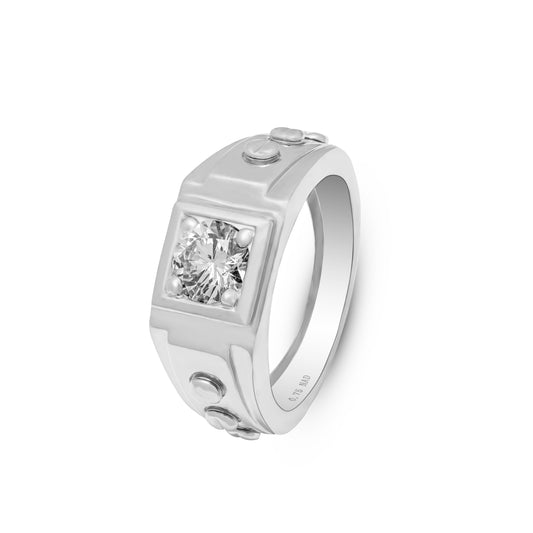 Men’s Solitaire Lab Grown Diamond Ring 0.92 Ct in 925 Sterling Silver with Palladium | IGI Certified | Hallmarked | Heavyweight 5.54 gms | Engagement & Wedding Band | By New Age Diamonds