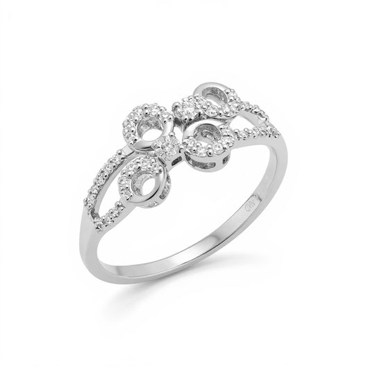 Lab Grown Diamond 0.18 CT IGI Certified Designer Ring in 925 Silver with Palladium (Silvadium)  IGI Certified, Hallmarked - Modern Circle Motif with Dual Band