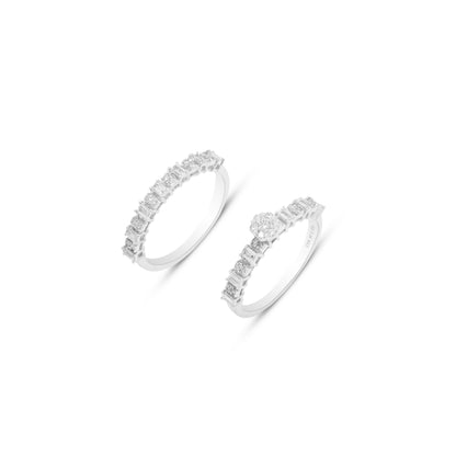 Lab Grown Diamond 0.47 CT IGI Certified Solitaire & Baguette Band Ring for Women in 925 Sterling Silver with Palladium – Modern Engagement & Wedding Jewelry – Hallmarked & Gift-Ready