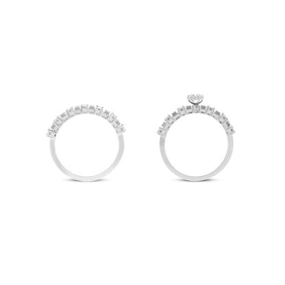 Lab Grown Diamond 0.47 CT IGI Certified Solitaire & Baguette Band Ring for Women in 925 Sterling Silver with Palladium – Modern Engagement & Wedding Jewelry – Hallmarked & Gift-Ready