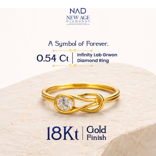 Infinity Solitaire Lab Diamond Ring in 18Kt Gold Finish (925 Silver) – 0.54 Ct