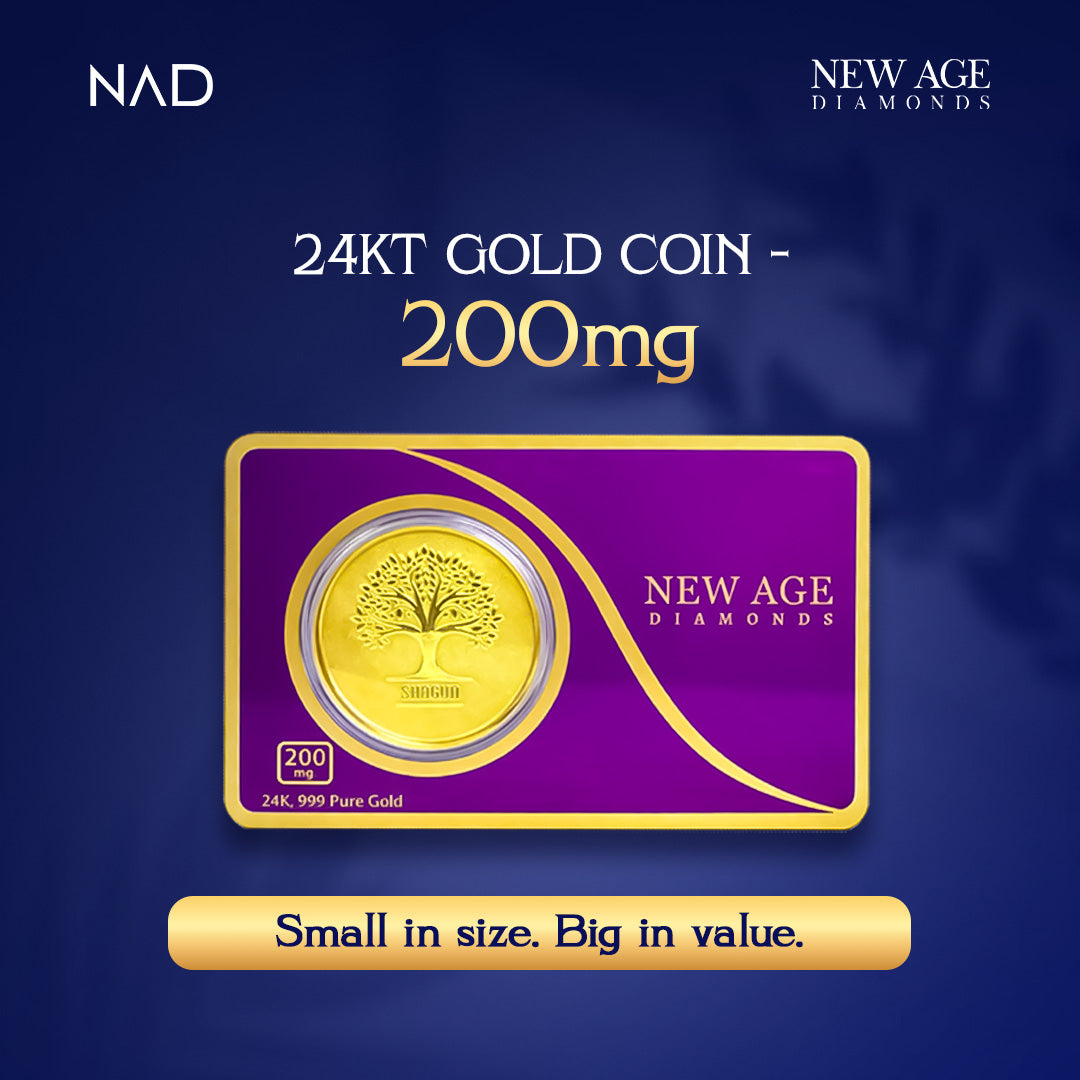 200 mg 24K (999) Pure Gold Coin - Certified Gold by New Age Diamonds