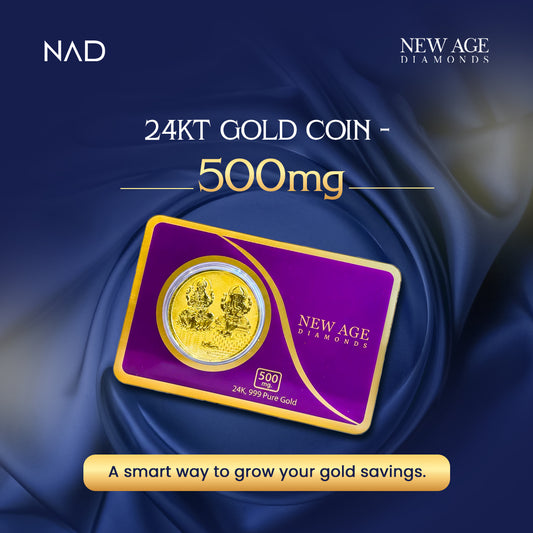 500 mg 24K 999 Pure Gold Coin - 100 % Buyback Guarantee | New Age Diamonds